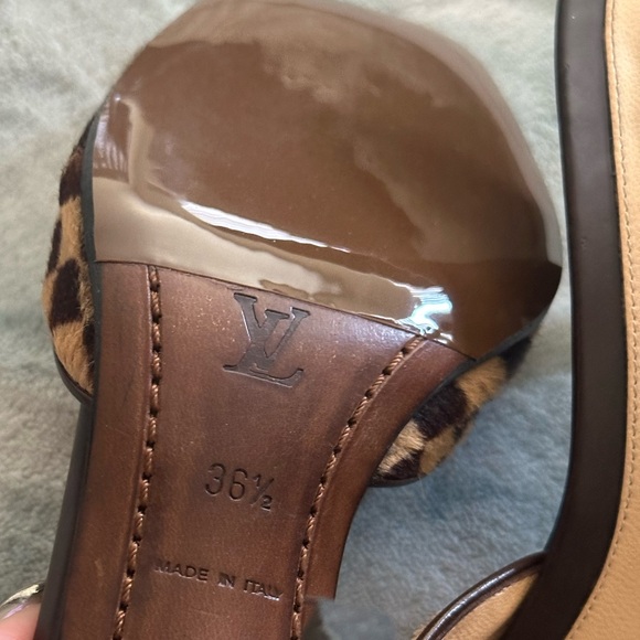 VINTAGE LOUIS VUITTON DAMIER EBENE PONY HAIR MULE SLIDE HEELS SIZE 6.5 - Picture 9 of 10